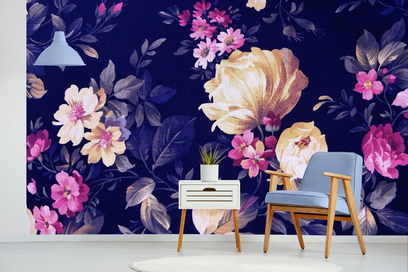 Purple Peony Wallpaper, Floral Art, Botanical Wall Mural • Peel and ...