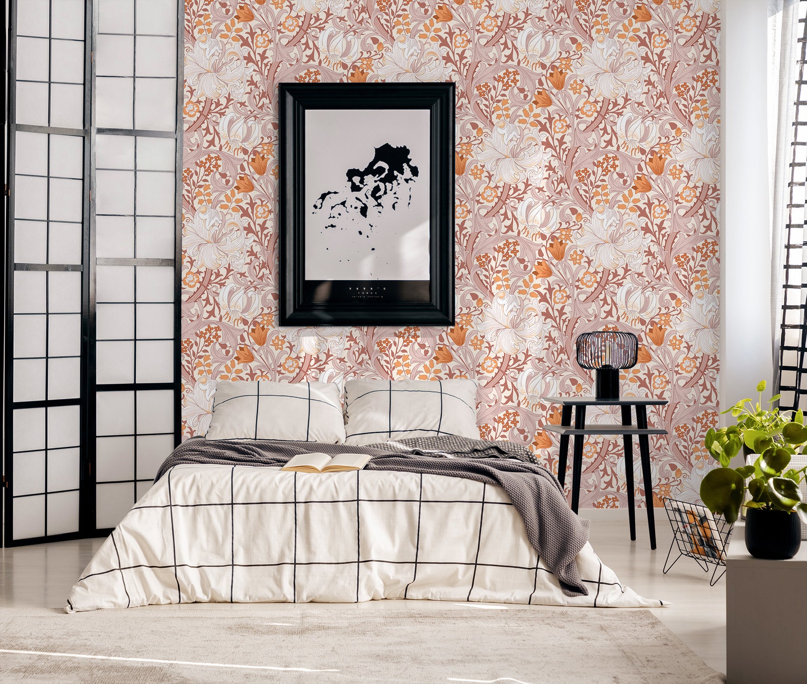 Pink & Orange Decorative Floral Wallpaper Peel and Stick - Etsy