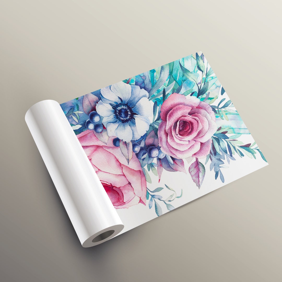 Watercolor Flowers and Gemstones Botanical Wallpaper Self - Etsy