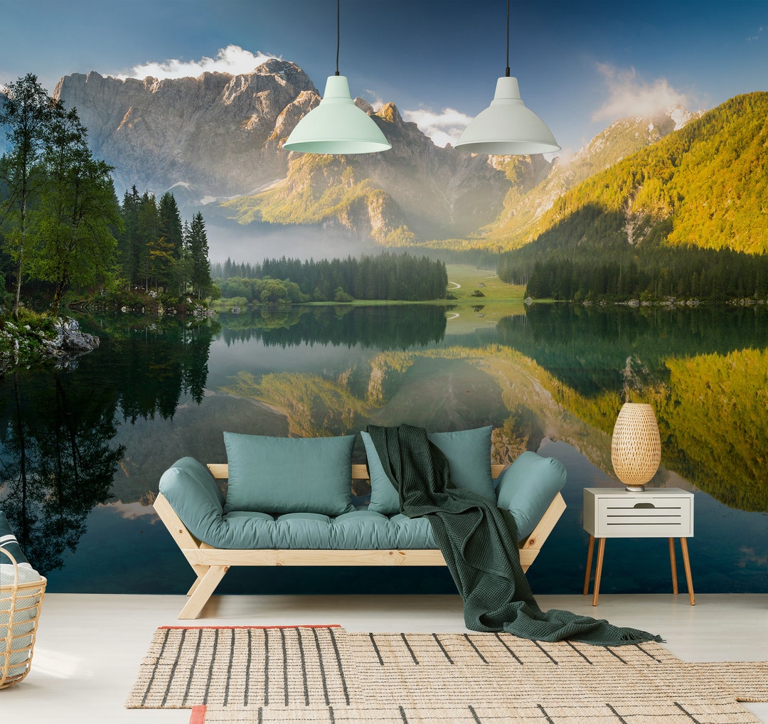 Mountain & Lake Landscape Photo Wallpaper || Self Adhesive, Peel and ...