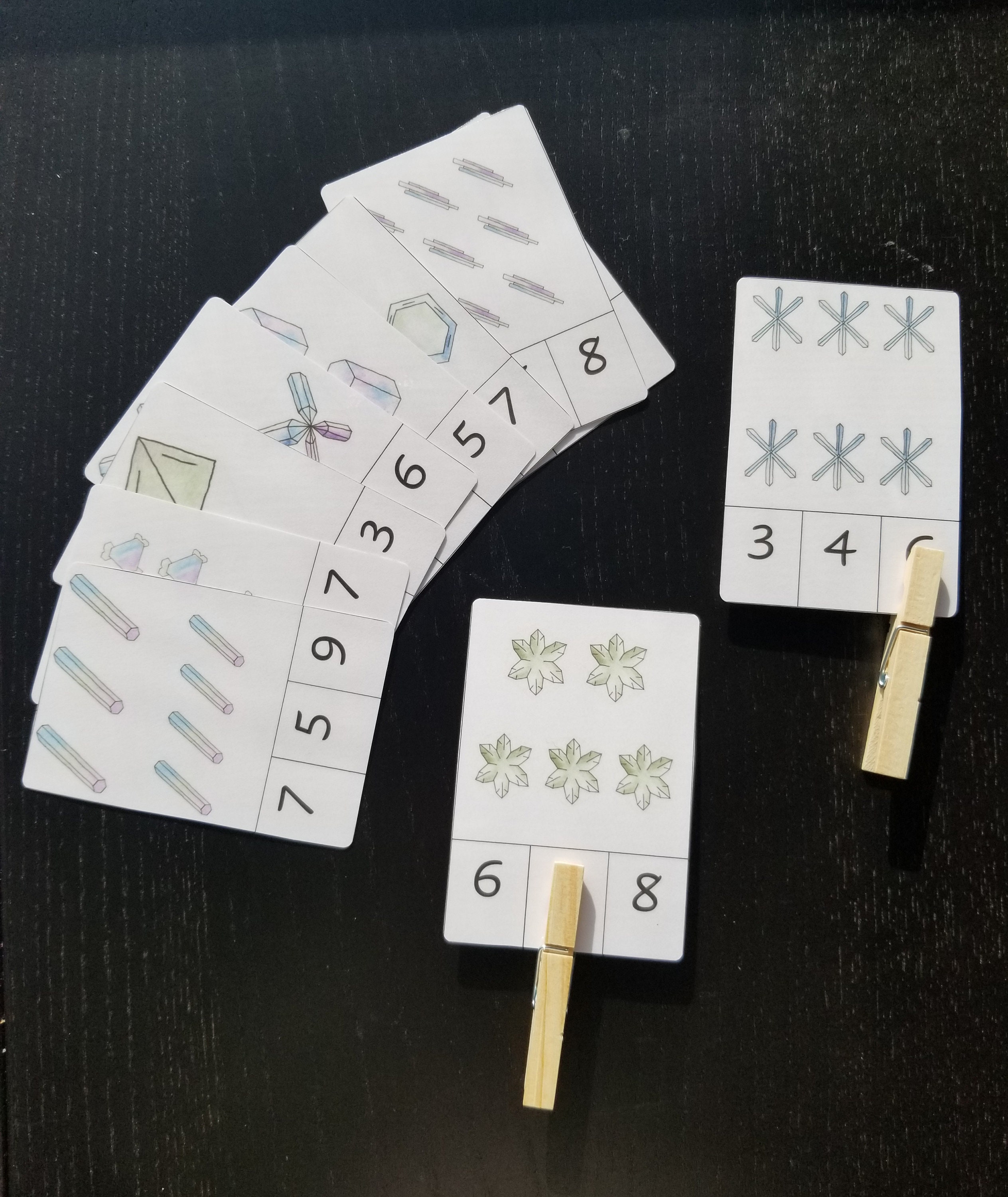 Snowflake Count and Clip Cards - Etsy