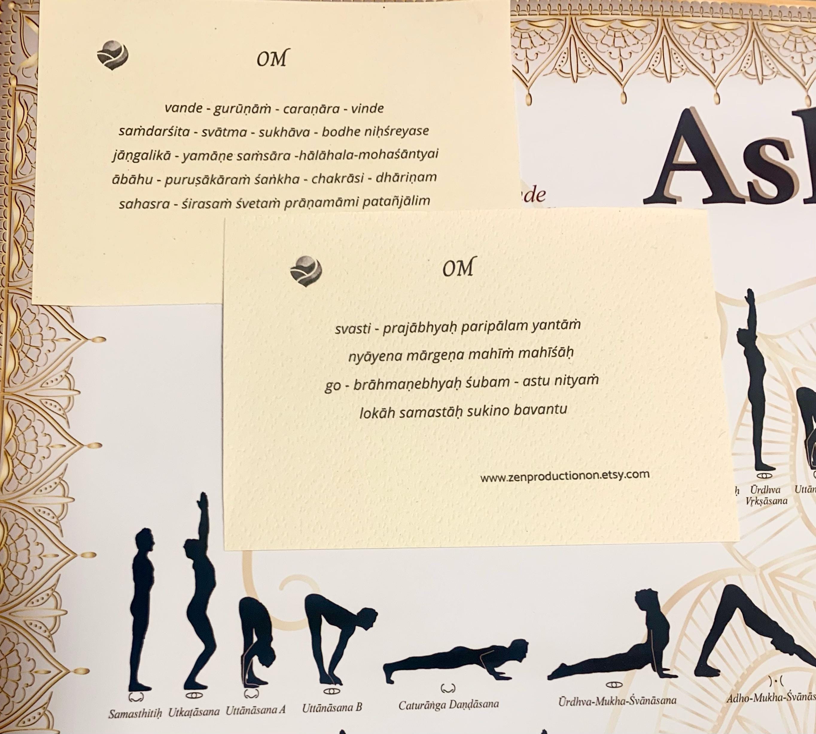 アシュタンガヨガポスター - ホワイト＆ゴールド - プライマリー