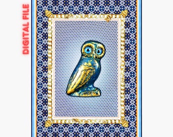 Intuition Owl - Digital File - Art Deco print - Wisdom - Change