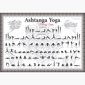 Ashtanga-yogaposter - platina - Primary Series - mantrakaart