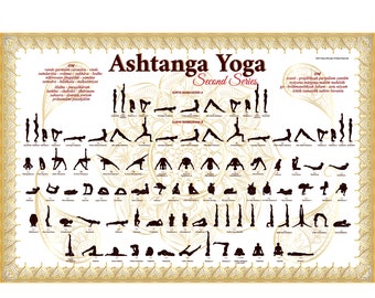 Ashtanga Yoga Secondary Series White&Gold - intermediate series- yoga decor