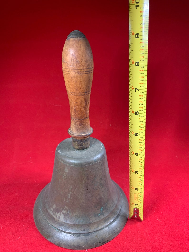 Authentic antique brass school bell hand held teacher's Etsy