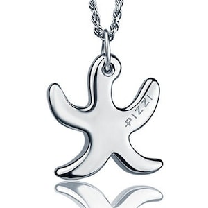 Colar de ouro branco com pingente de estrela do mar, joias finas feitas na Itália, pingente de estrela de ouro, presente para ela, joias feitas à mão
