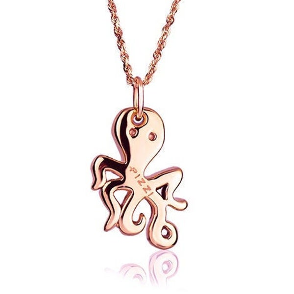 18kt Rose Gold Chain Octopus Necklace