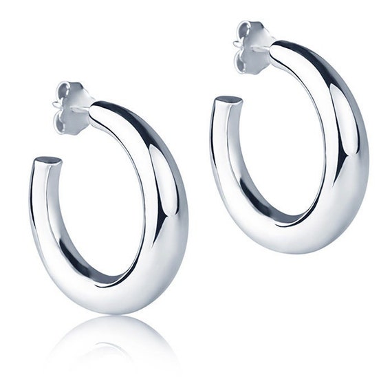 Pendientes De Medio Aro En Oro Blanco 18kt Y Brillantes