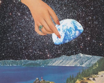 Where Planets Meet the Sky - Collage Art Print