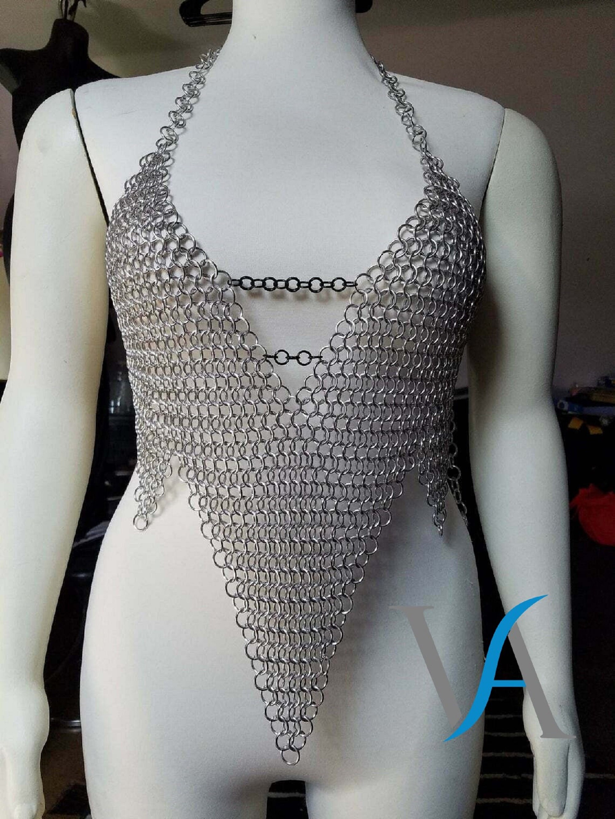 Chainmail Pixie Top Halter Crop Women's Top Bra aluminum Etsy