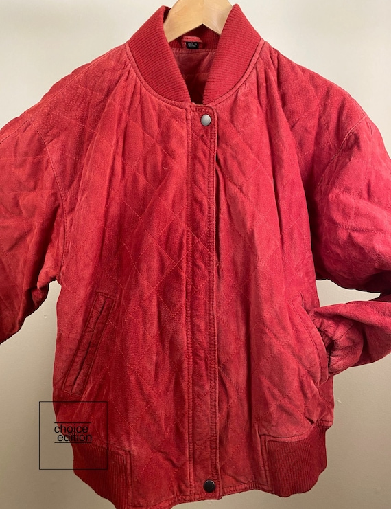 Vintage Suede Bomber Jacket | Brick Red