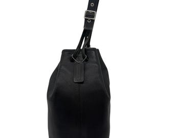 Sac seau bandoulière Coach vintage années 90 – Cuir de vachette véritable, fabriqué aux États-Unis, réf. E1D-9165
