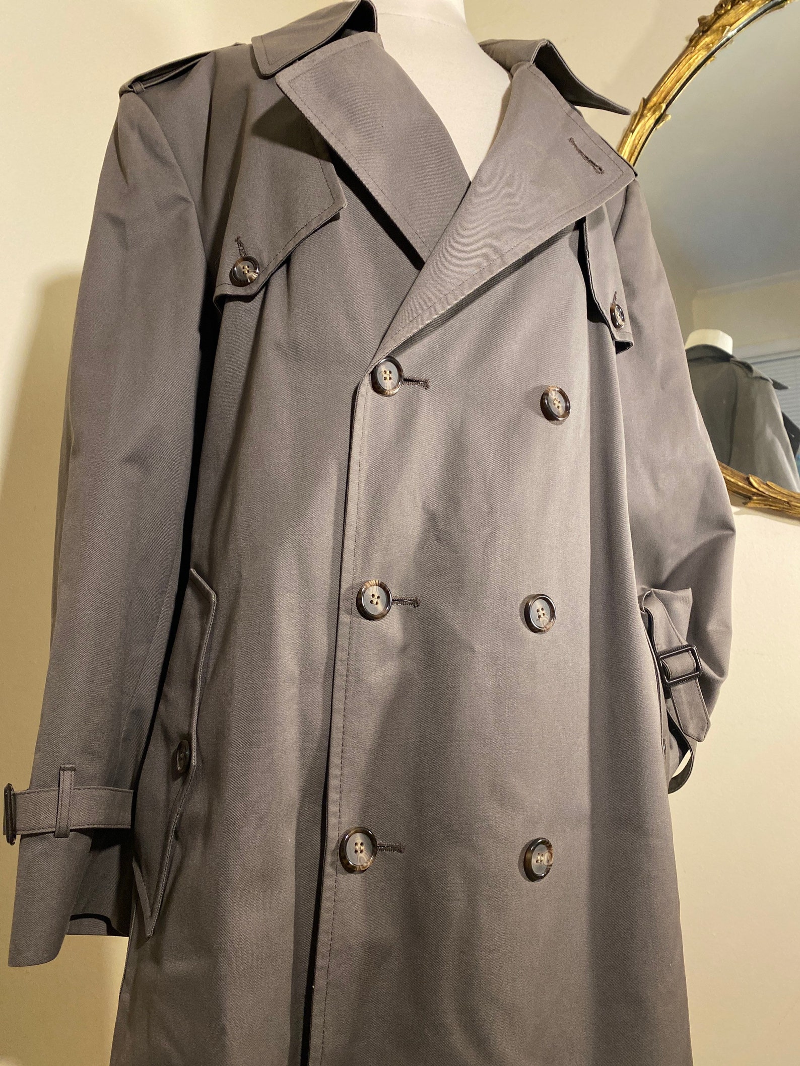 Vtg Christian Dior Trench Coat Classic 42R CD Monogram Lining Etsy