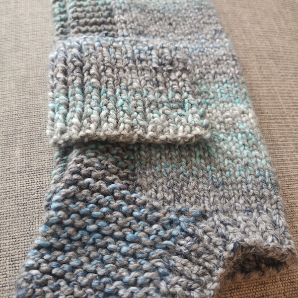 Handmade Miniature Dachshund Dog Chunky Knit Knitted NEW Style Wrap Under Belt Grey/Blue 'ICICLE' COLOUR Jumper