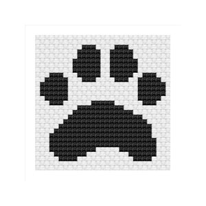 BelDarDesigns, Teeny Wienie, &#39;DOG PAW PRINT&#39; 14ct Cross Stitch Kit Small Kit, Love Gift, Fridge Magnet, Rememberance, Xmas Christmas Gift