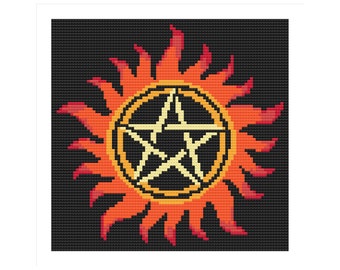 BelDarDesigns, The PENTACLE - 14ct Cross Stitch Pattern or kit! SUPERNATURAL, Evil, Paranormal Dark, Halloween, Witches