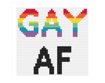BelDarDesigns 'GAY AF' 14ct Cross Stitch Kit Birthday Gift LGBTQ Lesbian Xmas Christmas Gift Rude Adult