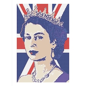 BelDarDesigns RETRO Queen Elizabeth II Cross Stitch Kit 14ct Royal Majesty Xmas gift