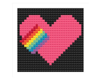 BelDarDesigns, Teeny Wienie, PINK LGBT 'Heart' Cross Stitch, Kit Small Kit, Climate Conscious, Love Gift, Fridge Magnet, Christmas Xmas Gift