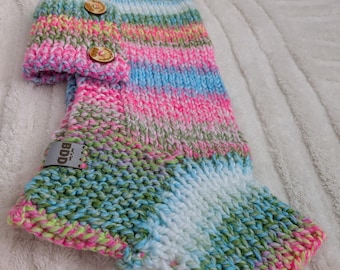 Jersey de punto BDD 'Wiggle Fiesta' hecho a mano para perro salchicha – Suéter colorido para perro salchicha – Suéter cálido para perro salchicha – Regalo para amantes de los perros