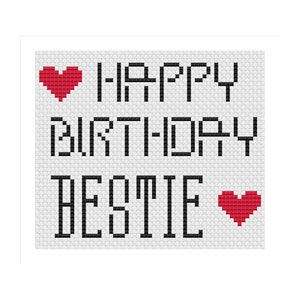 BelDarDesigns HAPPY BIRTHDAY BESTIE 14CT Cross Stitch kit New Hobby - make a special Present add in a card