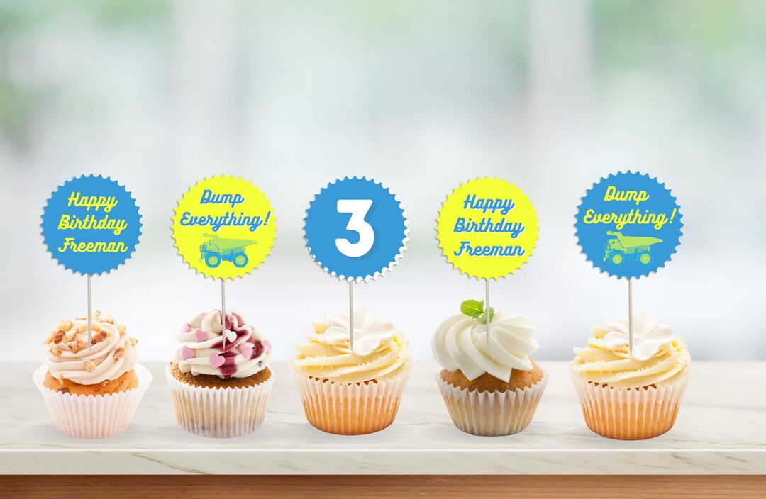 EDITABLE Dump Everything Truck Theme Birthday Cake Toppers, Boys ...