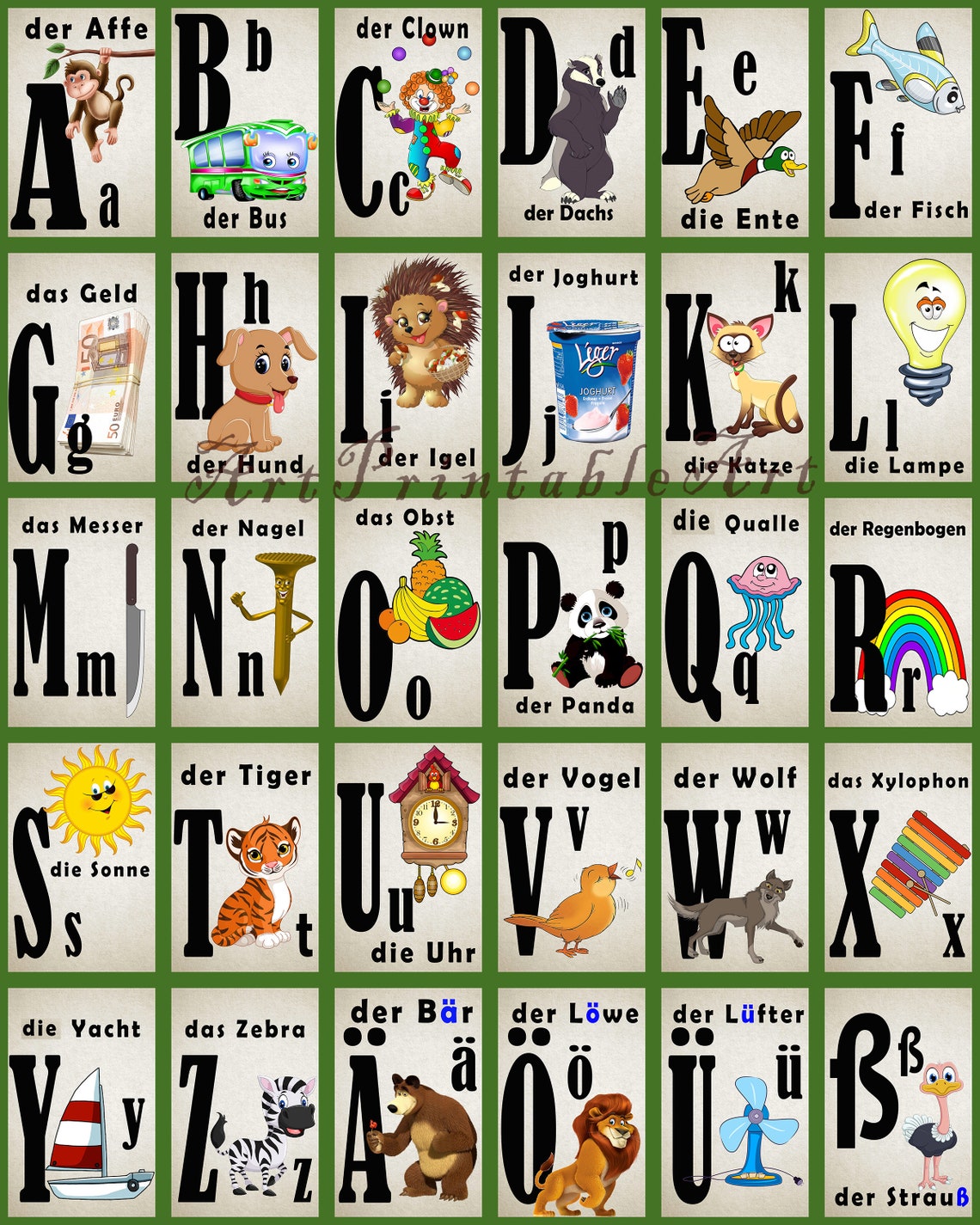 German Alphabet Poster Abc Alphabet Letters Preschool Etsy