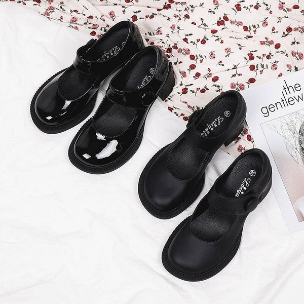 Size 34-40 Black White Color Cosplay Mary Jane Shoes, Girl Preppy Style Women Soft Sister Shoes, Fashion Basic Elegant Shoes For Women