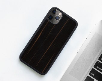 Ebony Wood iPhone Case: Dark Brown Protective Cover