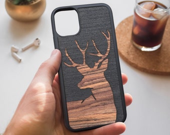 Wooden deer iPhone case Protective case iPhone 15 14 13 12 11 X S XR 8 7 mini pro max plus