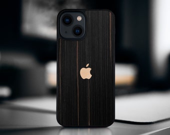 Ebony Wood iPhone Case: Protective Black Silicone Cover