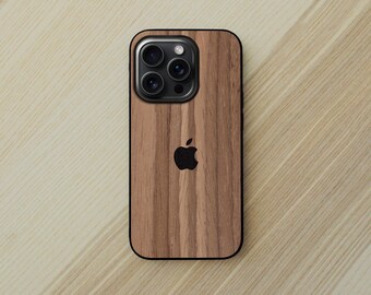 Brown Striped Wood case for iphone: Protective Black Silicone Cover
