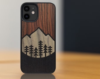 Wooden Forest Mountain iPhone Case: Protective Nature Design