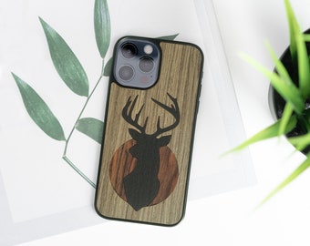 Wooden deer iPhone case Protective case iPhone 15 14 13 12 11 X XS XR 8 7 6 mini pro max plus