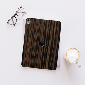 REAL WOODEN COVER black wood with brown stripes skin for Ipad