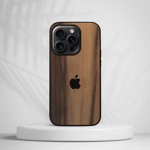 Brown Wood iPhone Hülle Schutztasche Bernstein Naturholz + schwarze Silikonhülle iPhone 16 15 14 13 12 11 X mini pro max plus