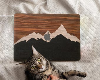 Real Wood Macbook Skin: Mountain Landscape Eco Friendly Laptop Wrap