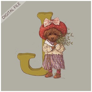 Carta J Arte / Carta Mayúscula / Letras Monograma PNG / Ilustración para habitación de niños / Decoración de ilustración para niños / Carta de ilustración Descargar