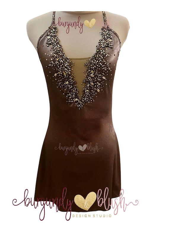 Brown Satin Slip Dress | Lyrical Dance Costume | Dance Competition Costume | Contemporary Solo Costume | Custom Dance Costume