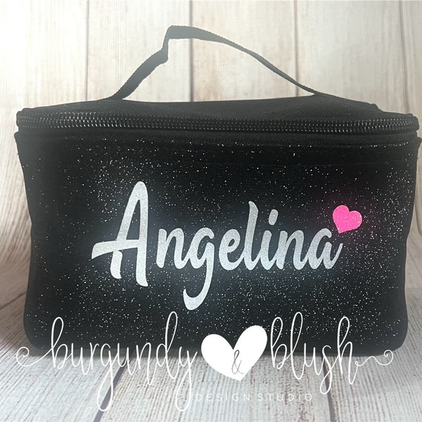 Personalized Glitter Top Handle MakeUp Case- SMALL