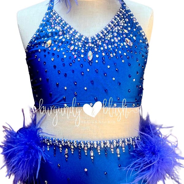 Jazz Dance Feather Costume, Custom Solo Costume,Dance Competition Costume, Jazz Costume