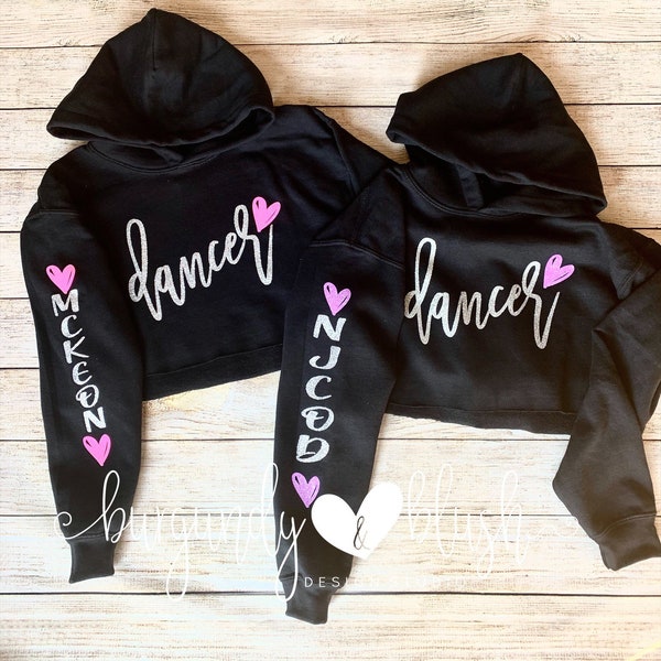 Personalized Dancer Cropped Hoodie, Girls Birthday Gift, Personalized Birthday Gift, Dance Team Hoodie, Gift for Dancer