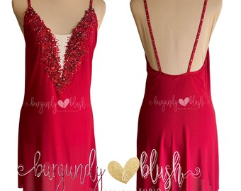 slip dress dance costume SOLD  Satin going out to Oklahoma!  Video in coments This can be customized in any color and size. #lyricalcostume #dancewear #burgundyblushdesigns #danceteam #dancecompetition #contemporarydancers #dancecompany #dancemomsm Available in all colors Mesh Cowl Neck Halter Dress