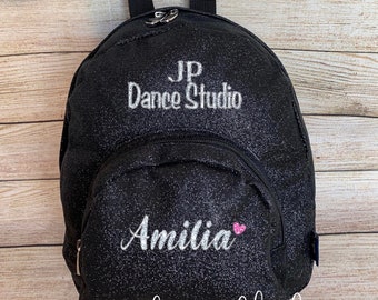 black glitter mini backpack