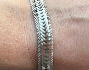 Vintage Goldette Silber Ton Mesh Kettenarmband