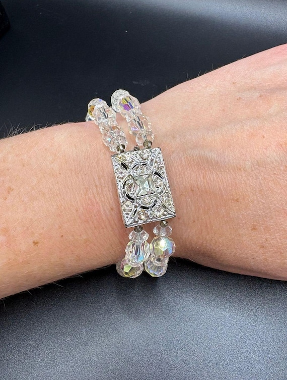 Vintage Aurora Borealis Crystal Art Deco Style Bracelet