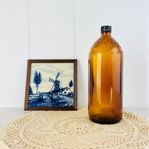 Vintage 1940s Javex Bottle, Amber Brown Glass Bottle by Dominion Glass 32 oz Retro Laundry Room Home Decor Bottle collection Farmhouse decor