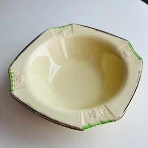 Vintage J & G Meakin Serving Dish, rare 1930s Romney pattern 15723, with cream, gold green, embossed and gilded, Staffordshire ironstone