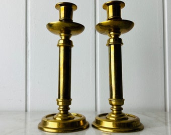 Vintage Brass Candlestick Pair, 9.5" Victorian Style Decor